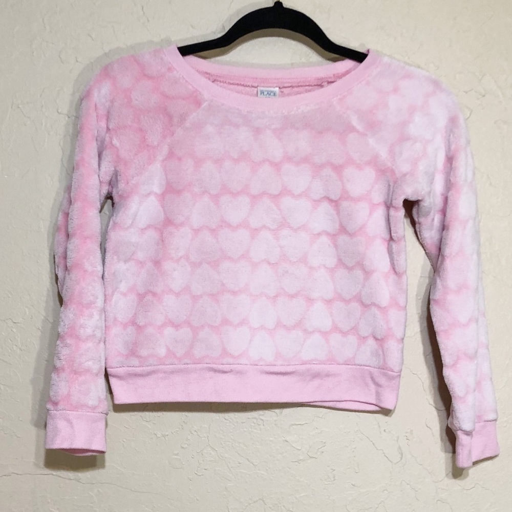 The Childrens Place Fuzzy Hearts 2pc pajamas L